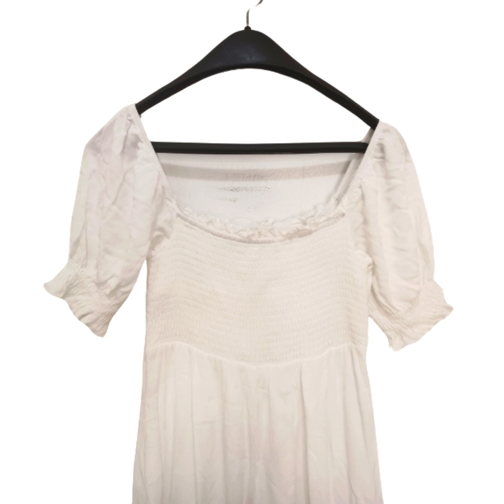 Puff Sleeve Linen Midi Dress
